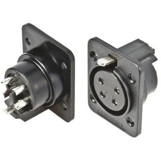 Amphenol Industrial Straight Panel Loudspeaker Connector 4 Way Female Black 20A Solder AP421