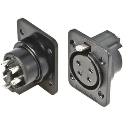 Amphenol Industrial Straight Panel Loudspeaker Connector 4 Way Female Black 20A Solder AP421