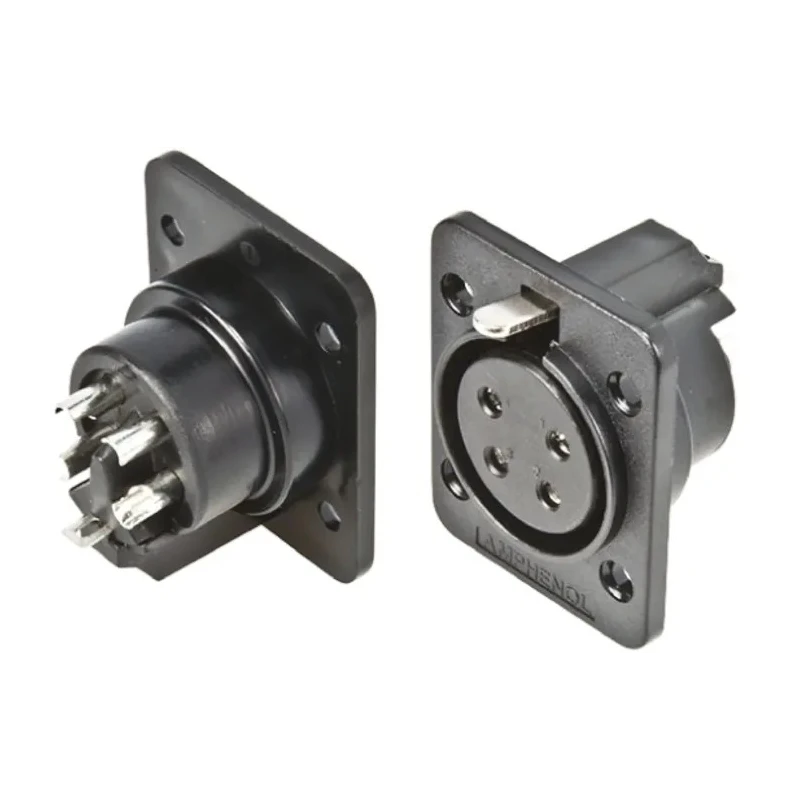 Amphenol Industrial Straight Panel Loudspeaker Connector 4 Way Female Black 20A Solder AP421