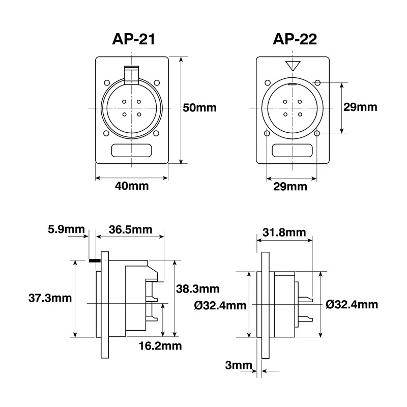 Amphenol Industrial Straight Panel Loudspeaker Connector 4 Way Female Black 20A Solder AP421