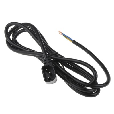 RS PRO Power Cord C14 to Unterminated 2 m Black PVC Cable 250V 10A 449-297