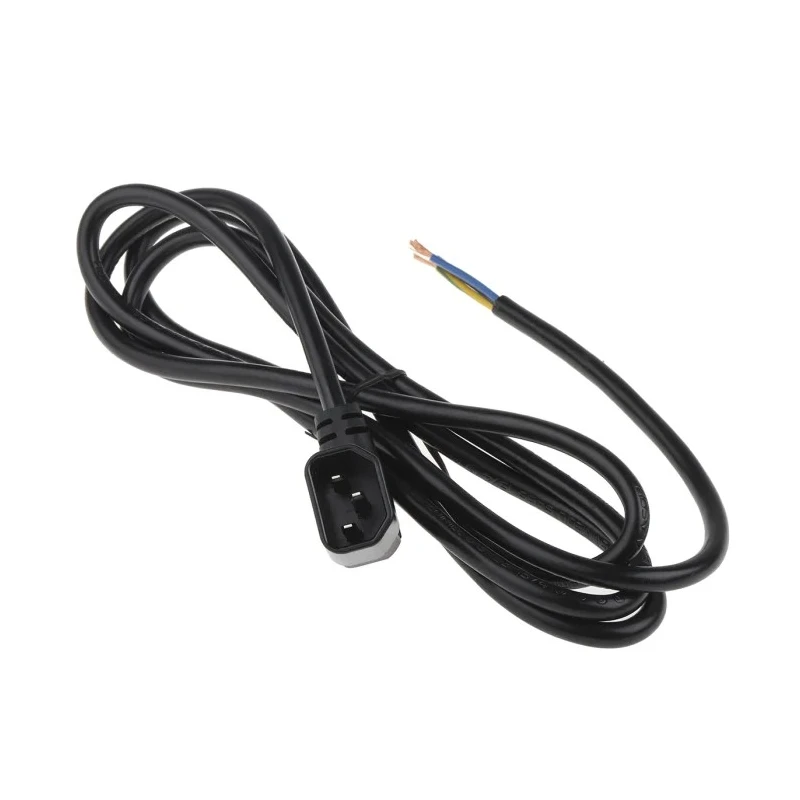 RS PRO Power Cord C14 to Unterminated 2 m Black PVC Cable 250V 10A 449-297