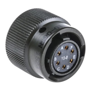 Amphenol Limited MIL Spec Circular Connector 6 Contacts Copper Tin Female Contact Male Olive Straight 62GB-56T10-06SN