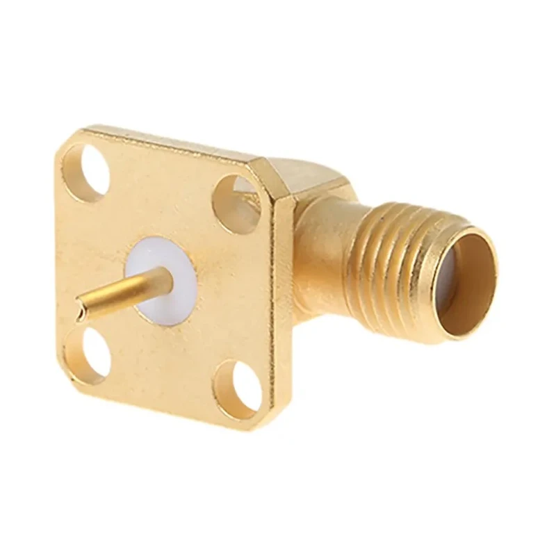 Radiall SMA Series Coaxial Connector Flange Female, 50 Ω, Right Angle Body Solder R125654000