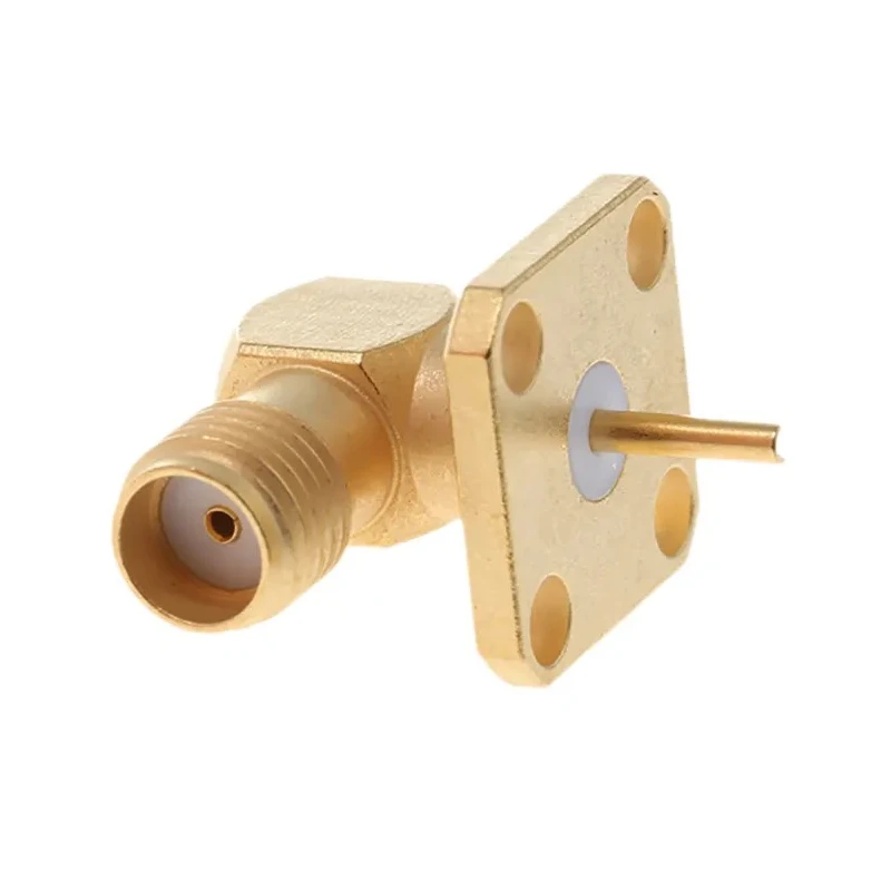Radiall SMA Series Coaxial Connector Flange Female, 50 Ω, Right Angle Body Solder R125654000