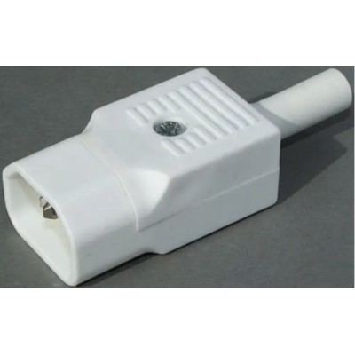 Bulgin C14 Straight Cable IEC Connector 250V 10A Male Rewireable Screw Termination PX0686/WH