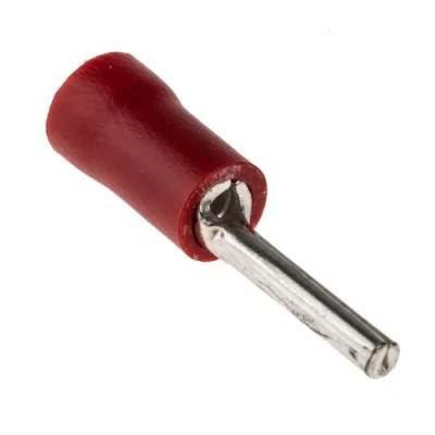 RS PRO Insulated Tin Crimp Pin Connector 22 AWG to 16 AWG, 1.9 mm Pin Diameter, 12 mm Pin Length, Red 452-631
