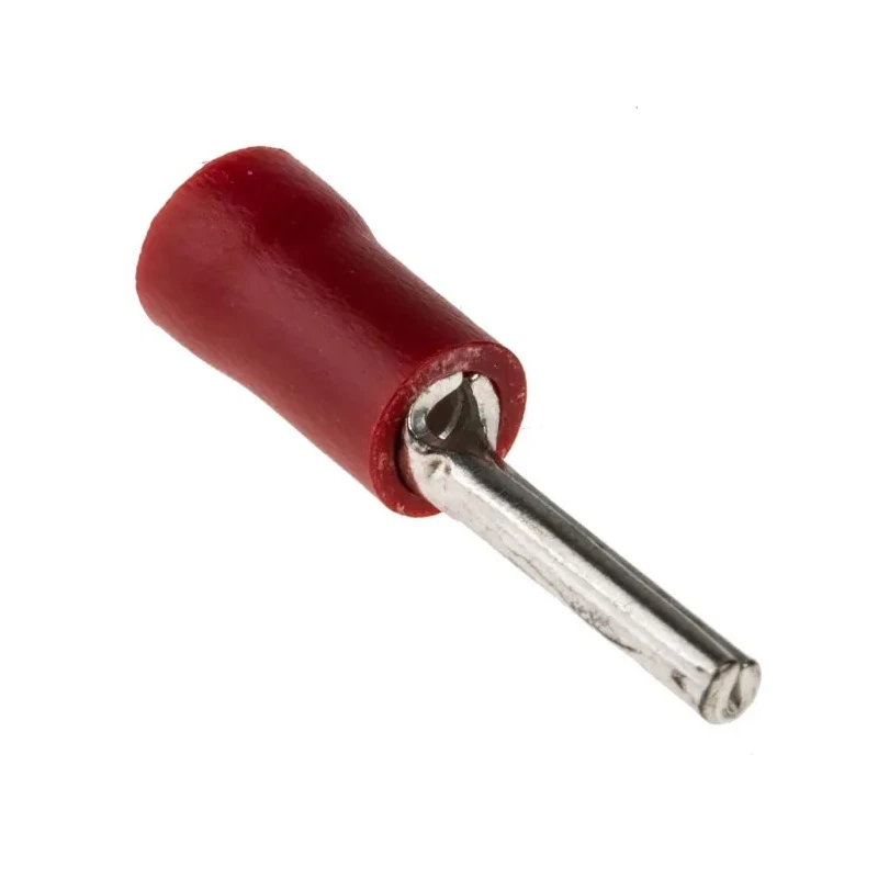 RS PRO Insulated Tin Crimp Pin Connector 22 AWG to 16 AWG, 1.9 mm Pin Diameter, 12 mm Pin Length, Red 452-631