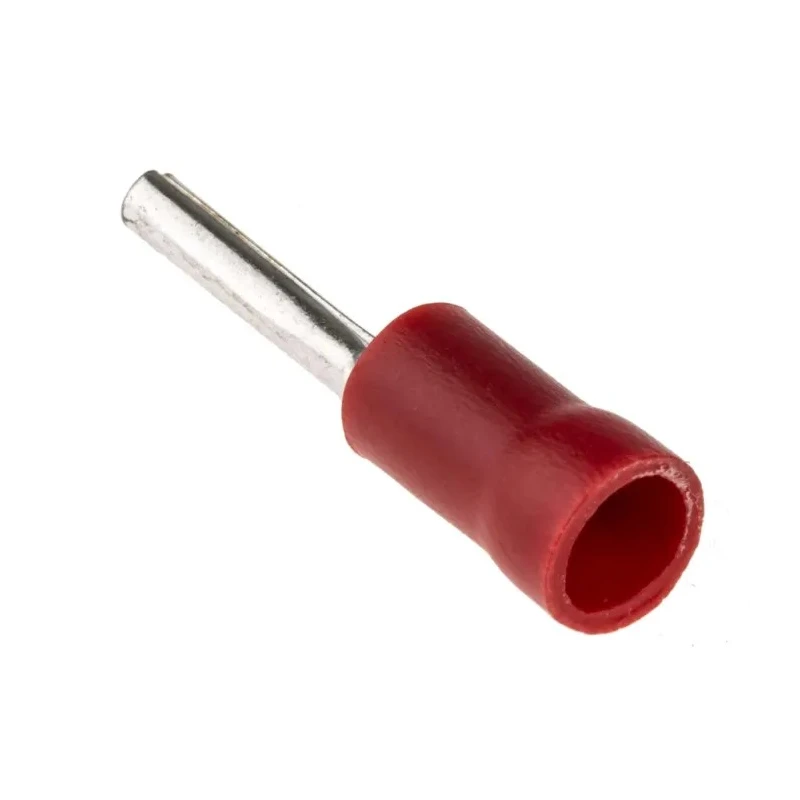 RS PRO Insulated Tin Crimp Pin Connector 22 AWG to 16 AWG, 1.9 mm Pin Diameter, 12 mm Pin Length, Red 452-631
