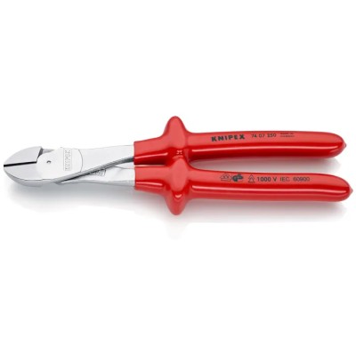 Knipex VDE/1000V Approved Side Cutter with Bevel Cutting Teeth 250mm 74 07 250