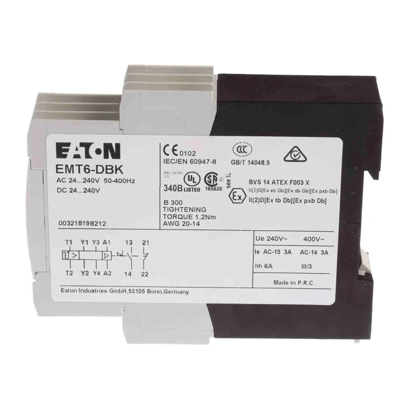 Eaton EMT6 Overload Relay 1 NO 1 NC 3A FLC 3A Contact Rating 2 W 240V AC/DC EMT6