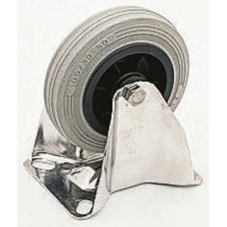 LAG Fixed Castor, 150 kg Load Capacity, 150 mm Rubber Wheel, Stainless Steel Frame 15522G