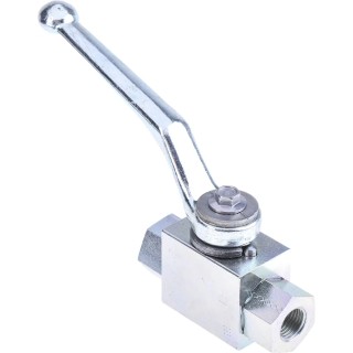 RS PRO Zinc Passivated Steel Hydraulic Ball Valve G 1/4, 2-Port, 500 bar Pressure, Nitrile Rubber & POM-MoS2 Seals 297-5827