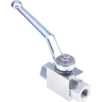 RS PRO Zinc Passivated Steel Hydraulic Ball Valve G 1/4, 2-Port, 500 bar Pressure, Nitrile Rubber & POM-MoS2 Seals 297-5827