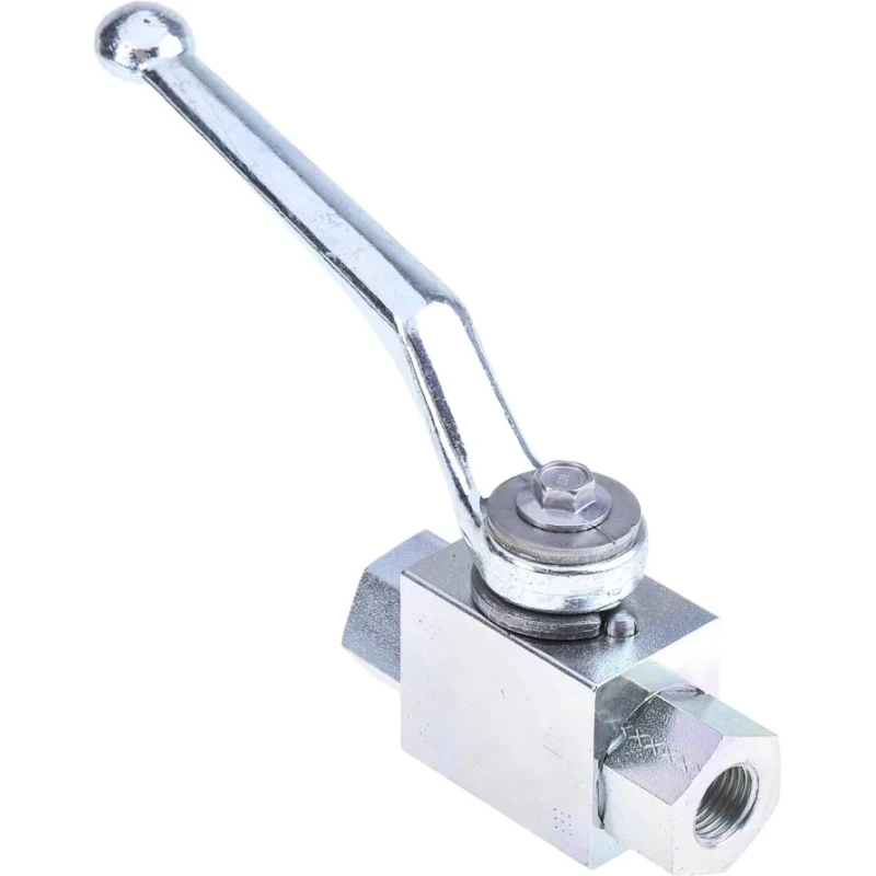 RS PRO Zinc Passivated Steel Hydraulic Ball Valve G 1/4, 2-Port, 500 bar Pressure, Nitrile Rubber & POM-MoS2 Seals 297-5827