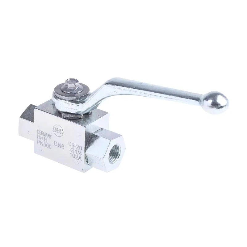 RS PRO Zinc Passivated Steel Hydraulic Ball Valve G 1/4, 2-Port, 500 bar Pressure, Nitrile Rubber & POM-MoS2 Seals 297-5827