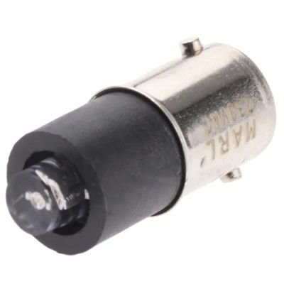 Marl Green Indicator Lamp Single Chip 230V AC BA9 Base 4.8 mm Diameter 900mcd 215-532-76-38