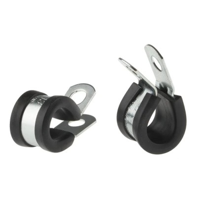 JCS 13 mm ID Black Rubber Zinc Plated Steel P-Clip PCZR13RS