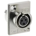 Switchcraft Panel XLR Connector, Straight, 125V, Female, 3 Way, Silver Plating TY3F