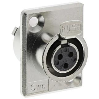 Switchcraft Panel XLR Connector, Straight, 125V, Female, 3 Way, Silver Plating TY3F