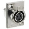 Switchcraft Panel XLR Connector, Straight, 125V, Female, 3 Way, Silver Plating TY3F