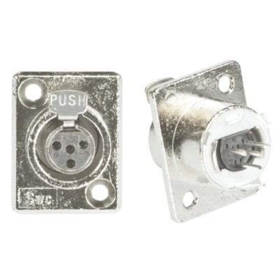Switchcraft Panel XLR Connector, Straight, 125V, Female, 4 Contacts, Silver Plating TY4F