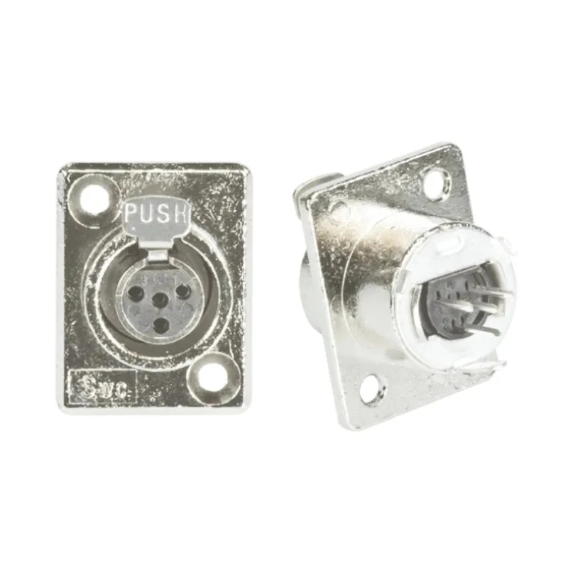 Switchcraft Panel XLR Connector, Straight, 125V, Female, 4 Contacts, Silver Plating TY4F