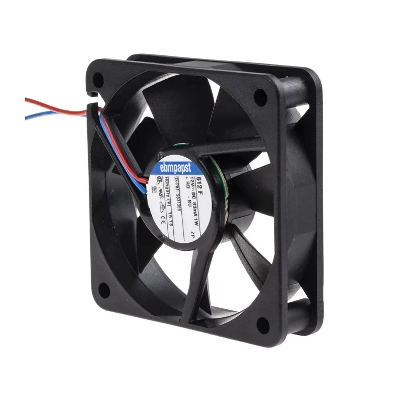 ebm-papst 600 F Series Sleeve Bearing DC Axial Fan 12V DC, 1W, 29 m³/h Air Flow, 3900 RPM, 60 mm Frame 612F