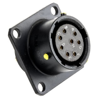 Amphenol Limited Copper Straight 8 Way Panel Mount MIL Spec Circular Connector 700V 7.5A Bayonet 62LC-12E12-08SN(771)