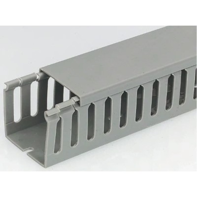 RS PRO Grey Open Slot PVC Cable Trunking W100mm x D100mm x L2m Model W100mm
