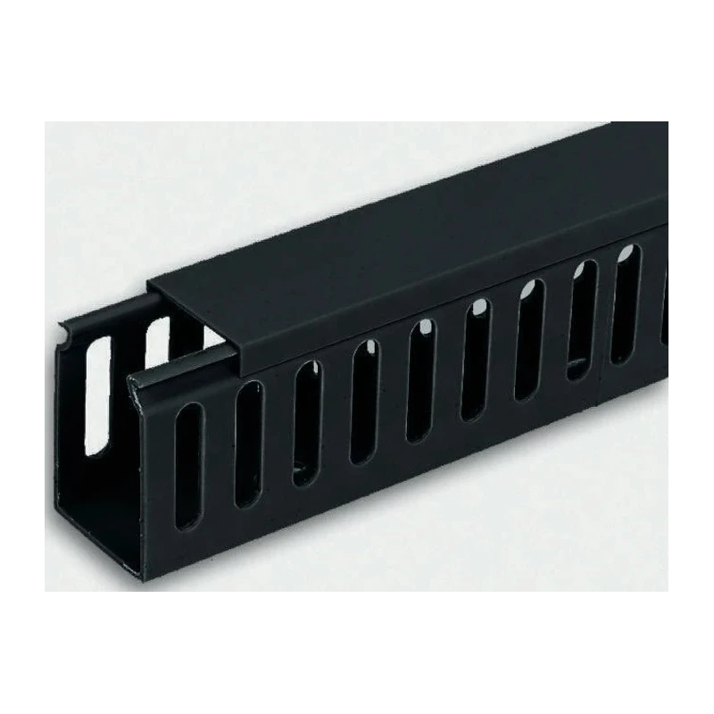 RS PRO Black Closed Slot Cable Trunking W25mm x D60mm, Length 2m, Polyvinyl Chloride W25mm