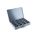 Durham Grey Steel 16 Cell Compartment Box 50 mm Height x 339 mm Width x 234 mm Depth 303-4652