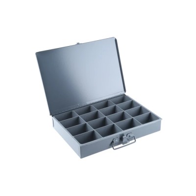 Durham Grey Steel 16 Cell Compartment Box 50 mm Height x 339 mm Width x 234 mm Depth 303-4652