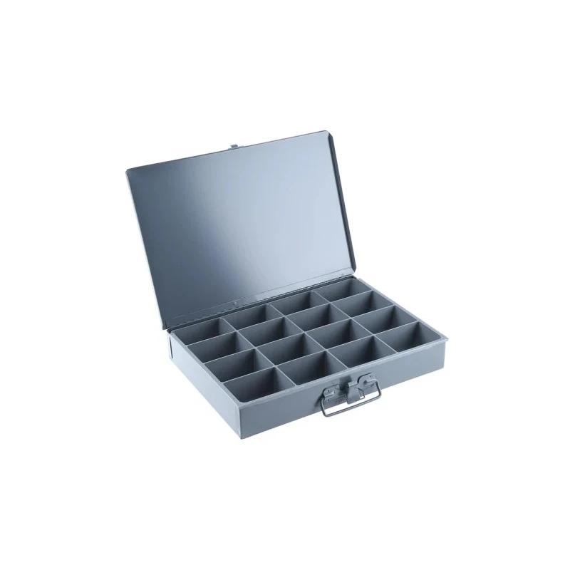 Durham Grey Steel 16 Cell Compartment Box 50 mm Height x 339 mm Width x 234 mm Depth 303-4652