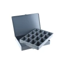 Durham Grey Steel 16 Cell Compartment Box 50 mm Height x 339 mm Width x 234 mm Depth 303-4652