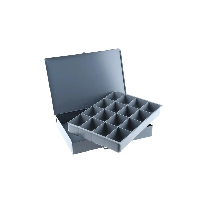 Durham Grey Steel 16 Cell Compartment Box 50 mm Height x 339 mm Width x 234 mm Depth 303-4652
