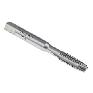 RS PRO Machine Tap, 5/16-18 UNC Thread, UNC Standard, Spiral Point HSS, Blue Stream Tempered Finish, 72mm Length 455-914