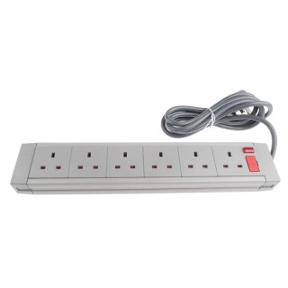 RS PRO 2 m 6 Socket Type G Trailing Socket, 250V ac 455-286