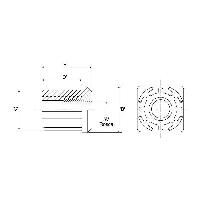 Nu-Tech Engineering Square Nylon Tube Insert A021/007