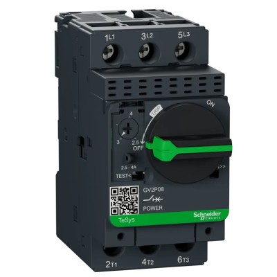 Siemens Motor Protection Circuit Breaker TeSyS GV Series 2.5A to 4A 690V Thermal Magnetic 3 Poles GV2P08