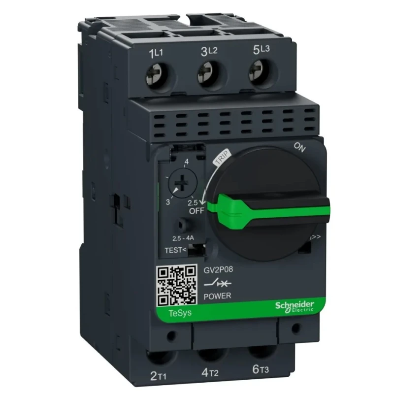 Siemens Motor Protection Circuit Breaker TeSyS GV Series 2.5A to 4A 690V Thermal Magnetic 3 Poles GV2P08