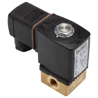 Burkert Compact Brass Body 2 Port Normally Closed Solenoid Valve 134243, 230V AC, 16 bar, 3.18 mm Ports 134243
