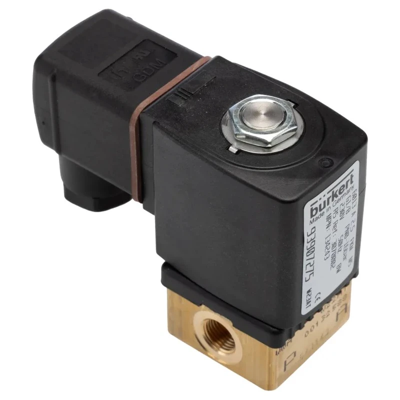 Burkert Compact Brass Body 2 Port Normally Closed Solenoid Valve 134243, 230V AC, 16 bar, 3.18 mm Ports 134243