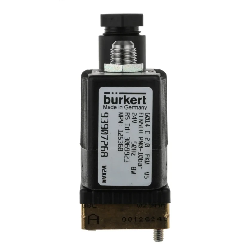 Burkert 3 Port NC Brass Solenoid Valve, 24V AC, 2mm Orifice Diameter, Max 10 bar Pressure, Model 125368