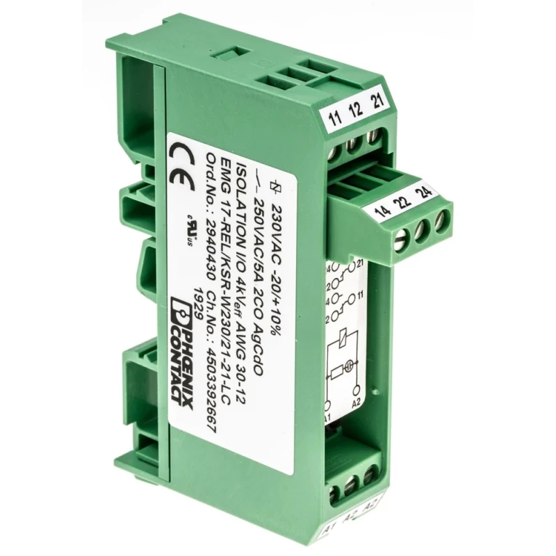 Phoenix Contact DIN Rail Interface Relay, 230V ac Coil, 6A Switching Current, DPDT 2940430