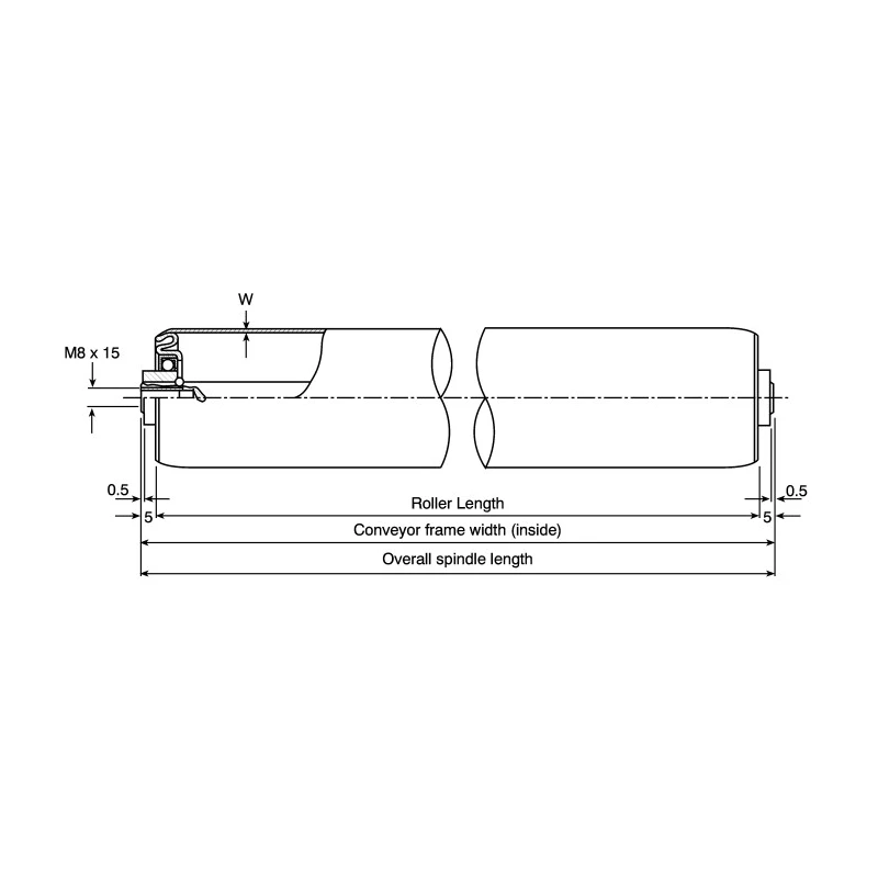 Interroll Zinc Plated Steel Round Conveyor Roller 50 mm Diameter x 300 mm Length, 12 mm Steel Spindle 17X3JAALAE - 550