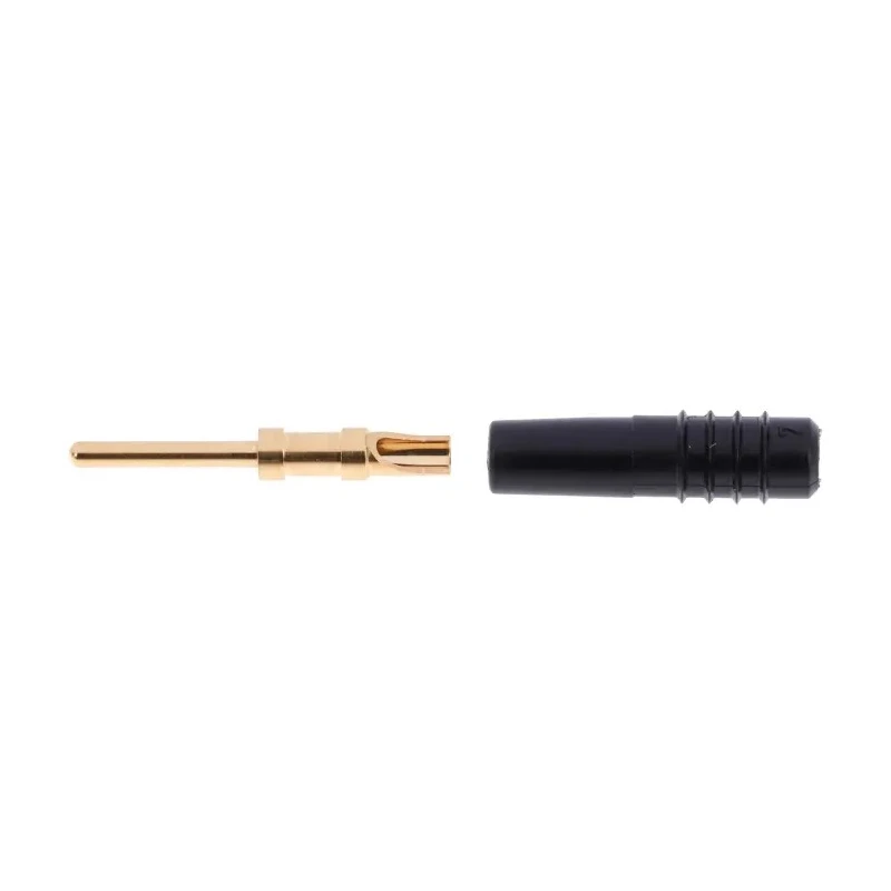 Staubli Black Male Test Plug, 1 mm Connector, Solder Termination, 30 V, 60 V DC, 6 A, Gold Plated 22.2070-21 22.1007