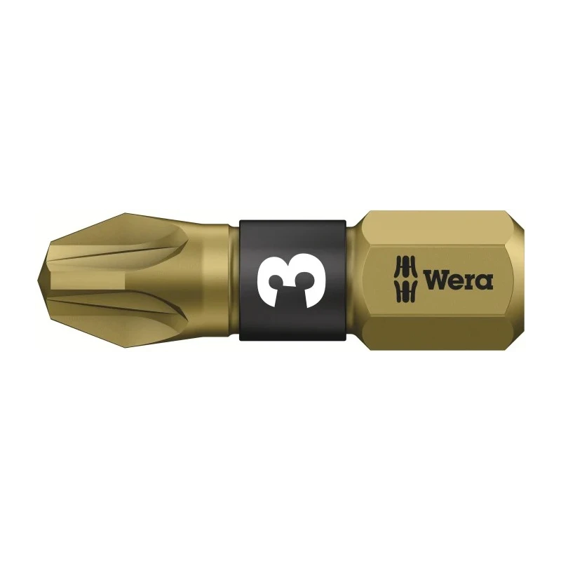 Wera Screwdriver Bit 1/4" Hex Drive, PZ3 Size, 25mm Overall Length 05056210001