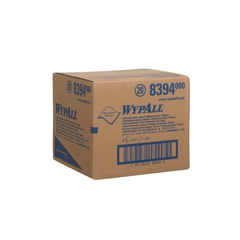 WYPALL Yellow Microfibre Cloths for Surface Cleaning, Dry Use, Repeat Use, 400 x 400 mm, Bag of 6 8394