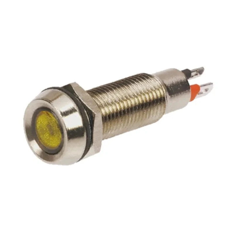Marl Panel Mount LED Indicator Yellow, 8.1 mm Mount Hole, Solder Tab Terminal, IP67 Rated, 12V DC 508-521-21